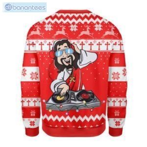 Dj Jesus Funny Red Ugly Christmas Sweater Product Photo 1
