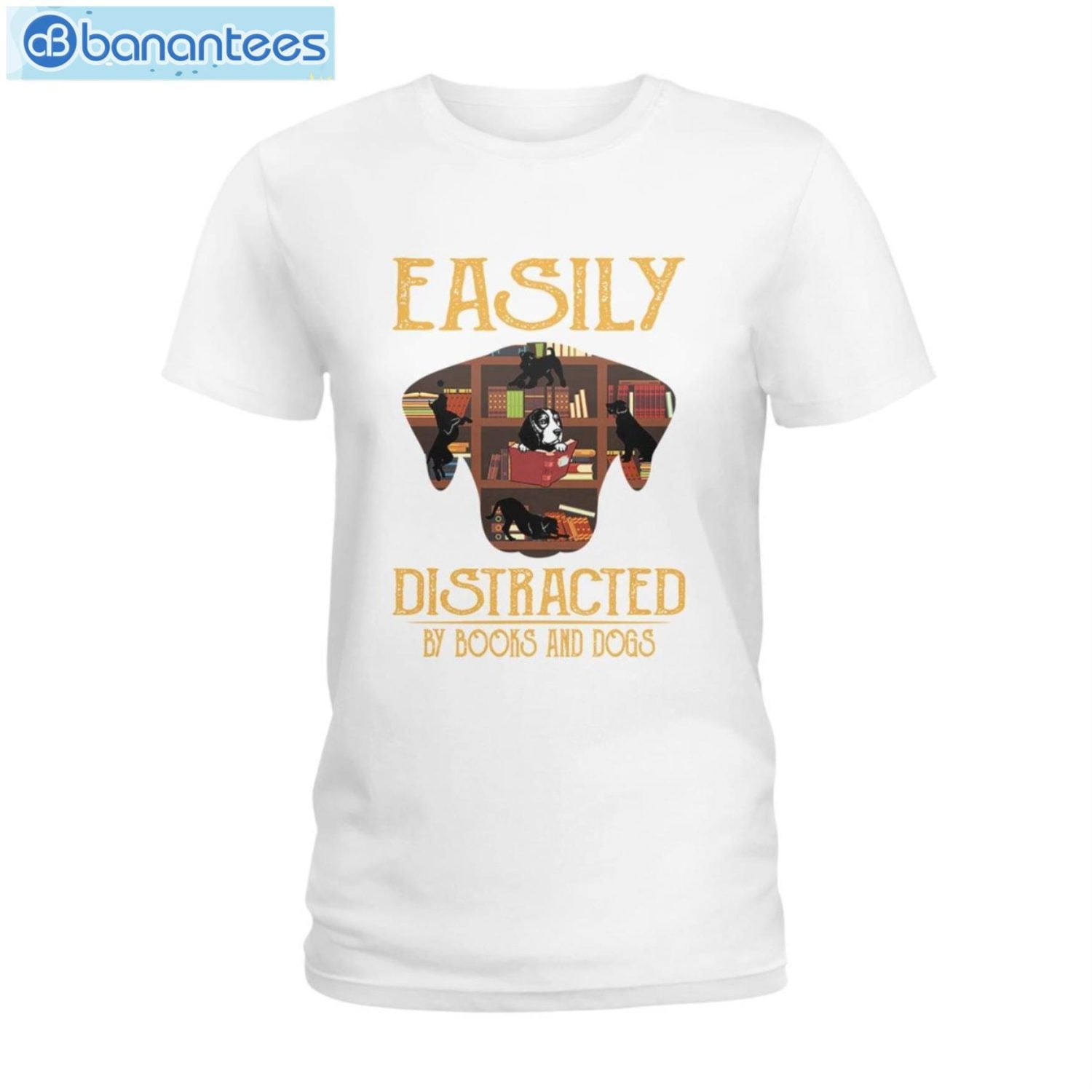 Easily Distracted By Books And Dogs T-Shirt Long Sleeve Tee Easily Distracted By Books And Dogs T-Shirt Long Sleeve Tee Product Photo 2