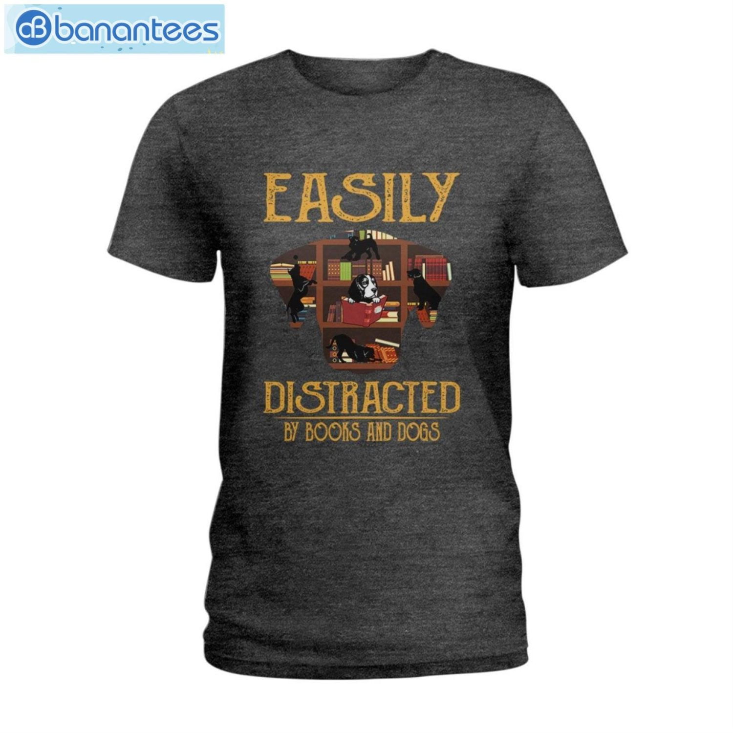 Easily Distracted By Books And Dogs T-Shirt Long Sleeve Tee Easily Distracted By Books And Dogs T-Shirt Long Sleeve Tee Product Photo 3