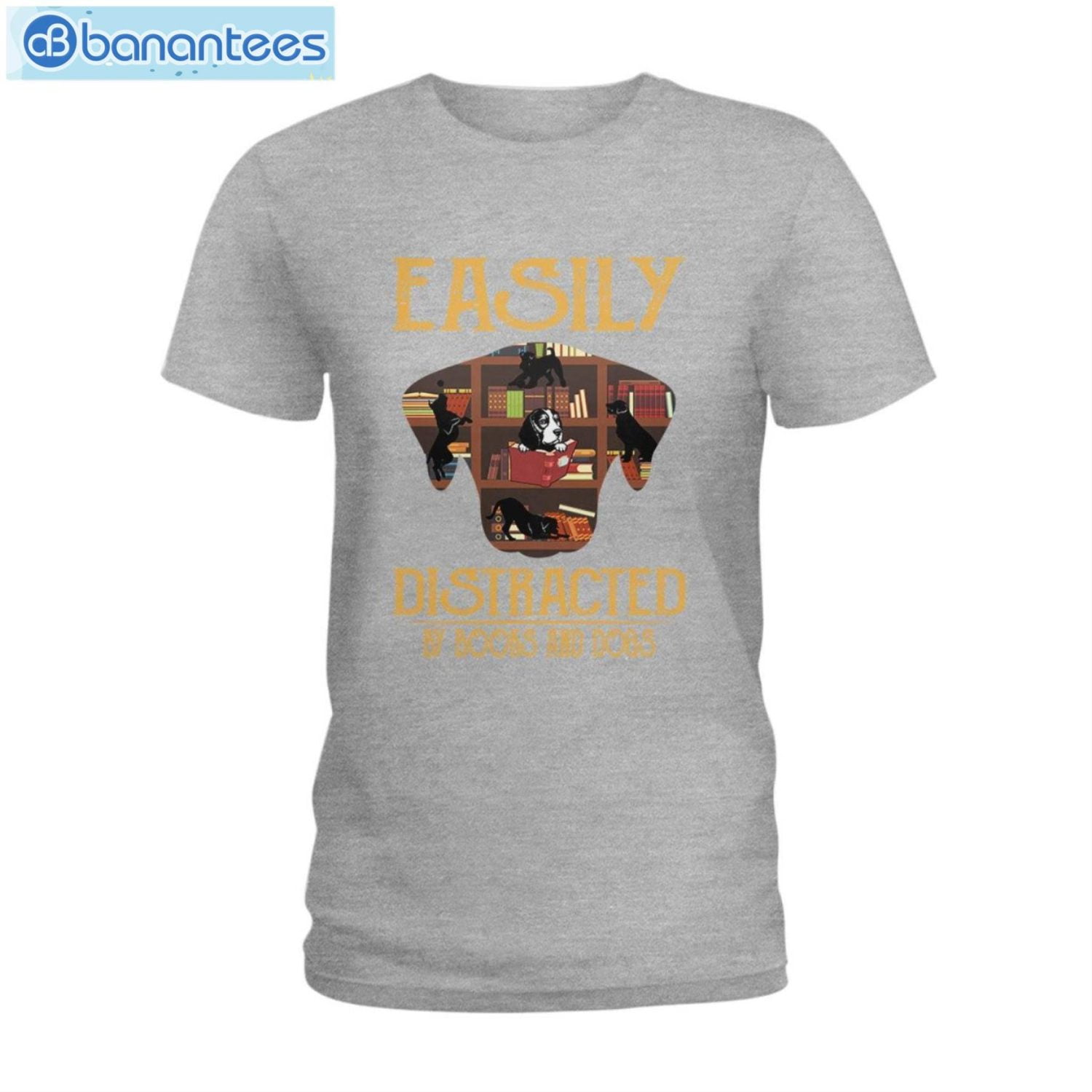 Easily Distracted By Books And Dogs T-Shirt Long Sleeve Tee Easily Distracted By Books And Dogs T-Shirt Long Sleeve Tee Product Photo 4
