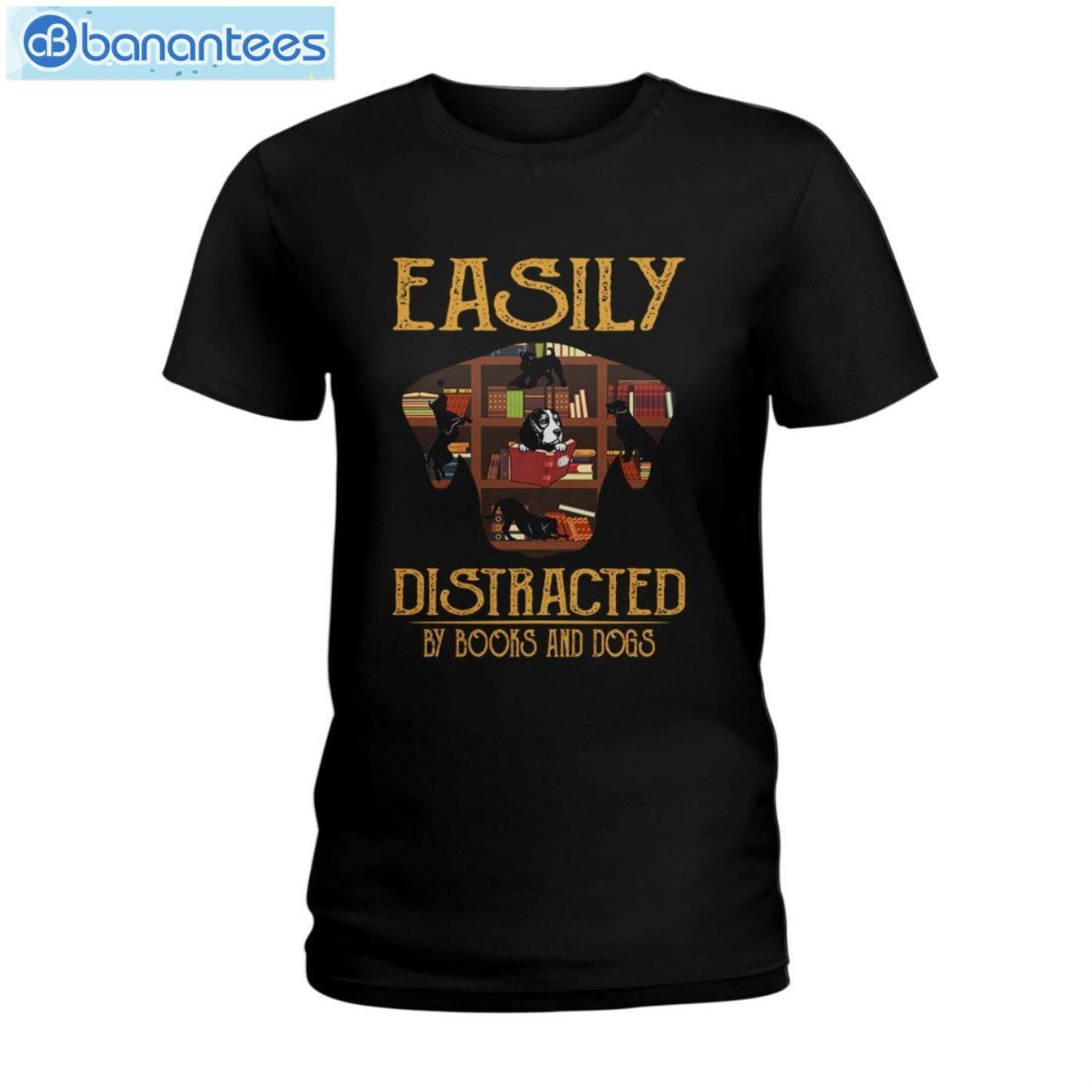 Easily Distracted By Books And Dogs T-Shirt Long Sleeve Tee Easily Distracted By Books And Dogs T-Shirt Long Sleeve Tee Product Photo 1