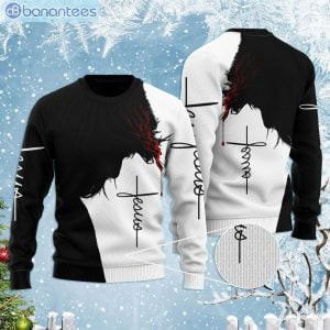 Easter Jesus Black And White Best Gift Ugly Christmas Sweaterproduct photo 1