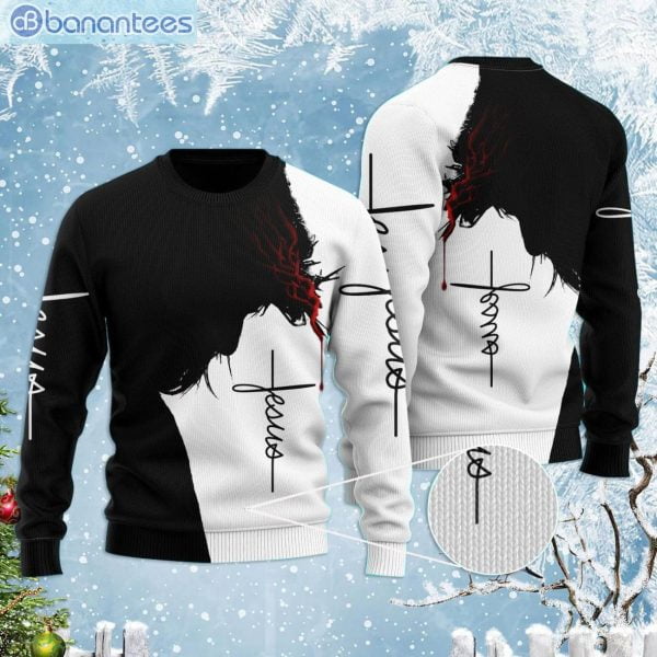 Easter Jesus Black And White Best Gift Ugly Christmas Sweaterproduct photo 1