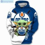 Edmonton Oilers Nhl Baby Yoda Star Wars Blue White Men And Women 3D Hoodie Product Photo 1