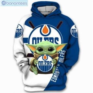 Edmonton Oilers Nhl Baby Yoda Star Wars Blue White Men And Women 3D Hoodie Product Photo 1