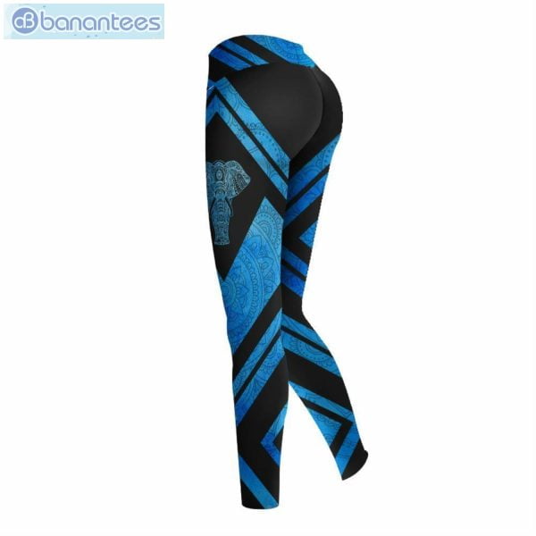 Elephant Mandala Blue And Black Unique 3D Printed Leggings Hoodie Set Product Photo 3