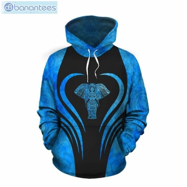 Elephant Mandala Blue And Black Unique 3D Printed Leggings Hoodie Set Product Photo 1