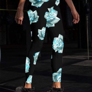 Faith Fire Rose Blue 3D Hoodie And Leggings Set Product Photo 3