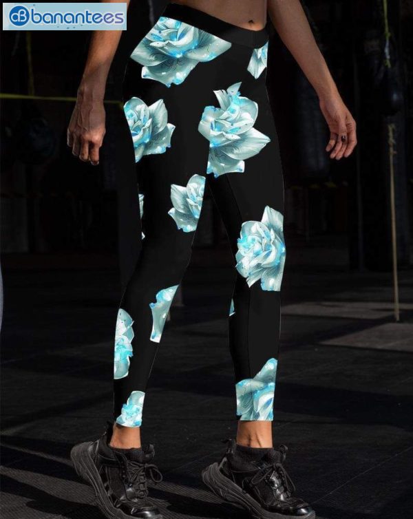 Faith Fire Rose Blue 3D Hoodie And Leggings Set Product Photo 3