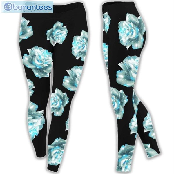 Faith Fire Rose Blue 3D Hoodie And Leggings Set Product Photo 1