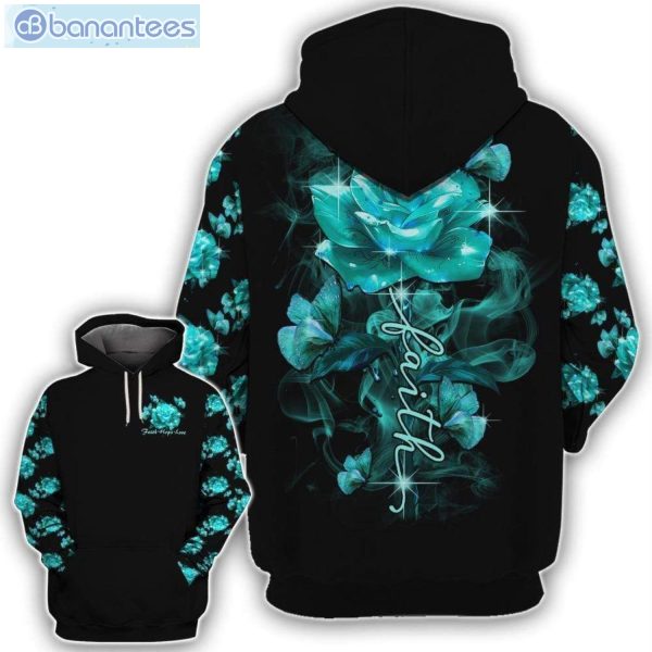 Faith Hope Love Butterfly Rose Blue Hoodie Or Leggings Product Photo 1
