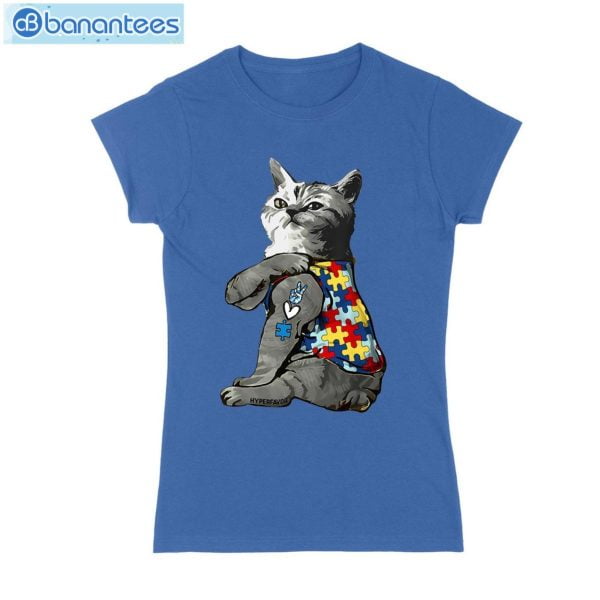 Fluffy Cat Autism Awareness Peace Love T-Shirt Long Sleeve Tee Product Photo 3