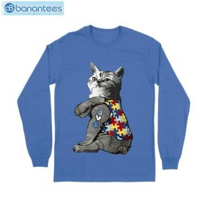 Fluffy Cat Autism Awareness Peace Love T-Shirt Long Sleeve Tee Product Photo 7