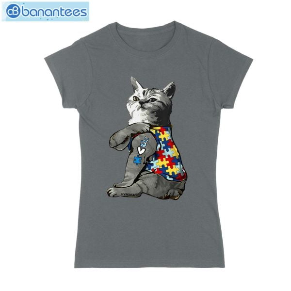Fluffy Cat Autism Awareness Peace Love T-Shirt Long Sleeve Tee Product Photo 1