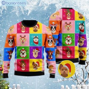 Funny Dog Face Christmas Colorful Ugly Christmas Sweaterproduct photo 1