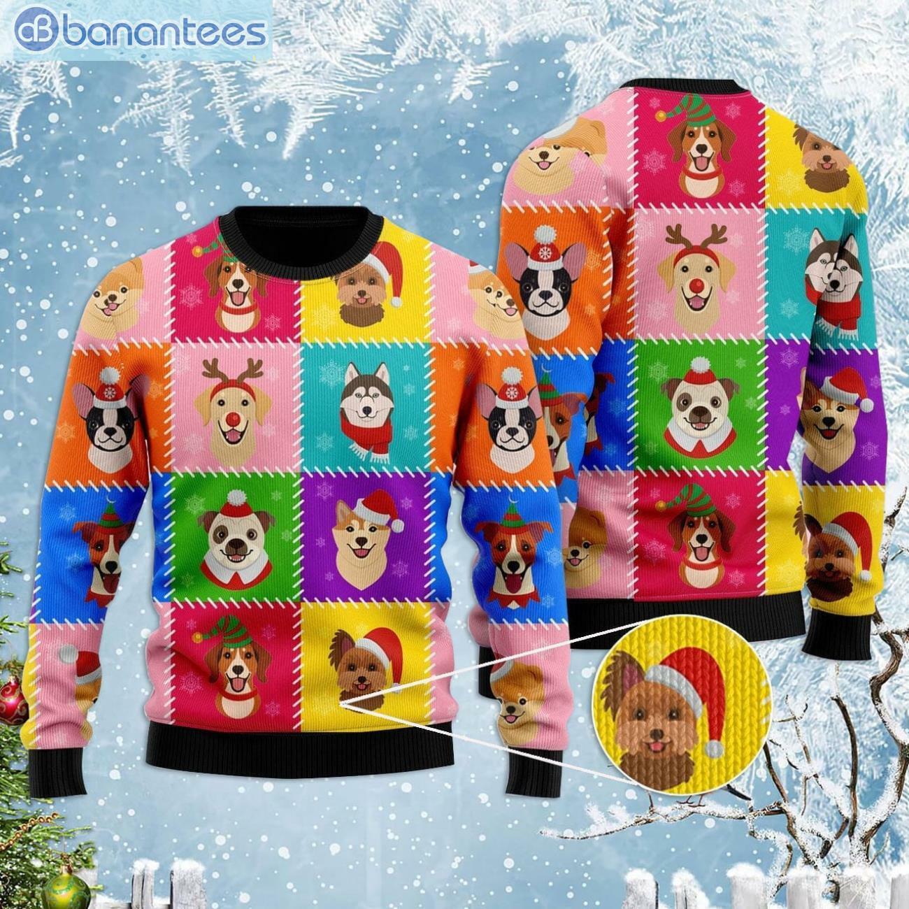 Funny Dog Face Christmas Colorful Ugly Christmas Sweater Funny Dog Face Christmas Colorful Ugly Christmas Sweaterproduct photo 1