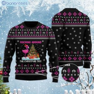 Funny Flamingo Flocking Around The Christmas Tree Ugly Christmas Sweaterproduct photo 1