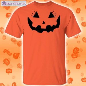 Funny Jack O Lantern Pumpkin With Eyelashes Halloween Funny T-Shirt Product Photo 1