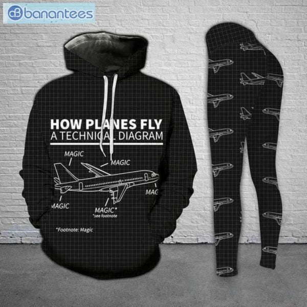 Funny Plane Technical Diagram Us Size Hoodie And Leggings Set Product Photo 1