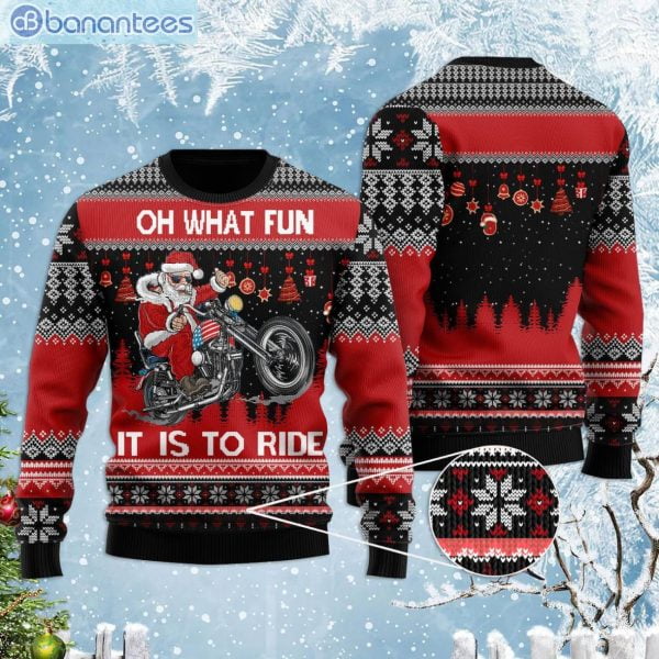 Funny Santa Biker Motorcycle Lover Xmas Ugly Christmas Sweaterproduct photo 1