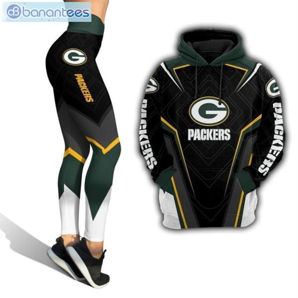 Green Bay Packers Black 3D Hoodie And Leggings Set Product Photo 1