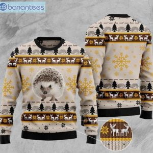 Hedgehog Pattern Full Printing Christmas Ugly Sweater Product Photo 1