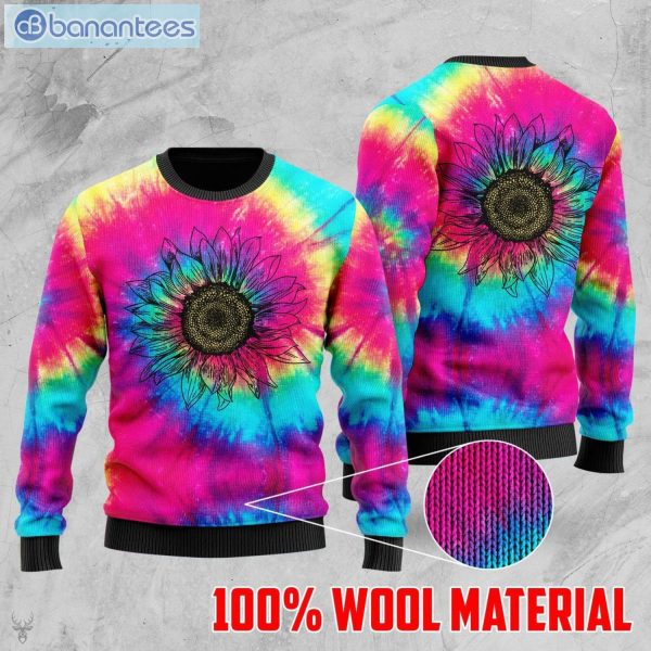 Hippie Sunflower Christmas Ugly Sweater Product Photo 1