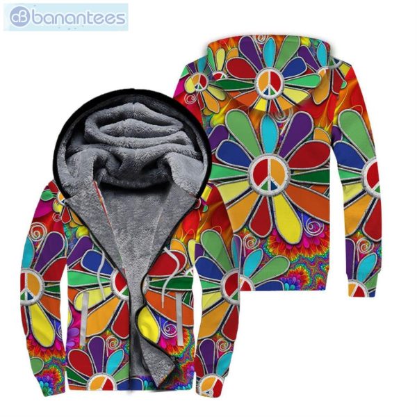 Hippie Tie Dye Flower All Over Print Fleece Zip Hoodieproduct photo 1