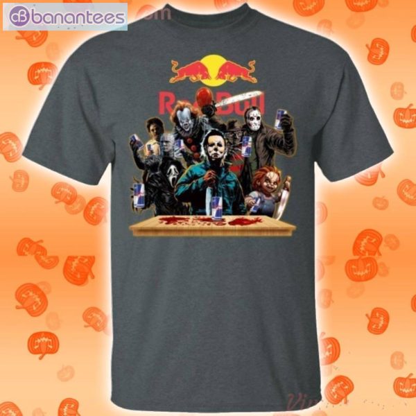 Horror Characters Drinking Red Bull Funny T-Shirt Product Photo 2