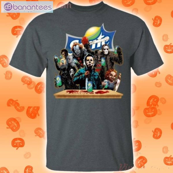 Horror Characters Drinking Sprite Funny T-Shirt Product Photo 2