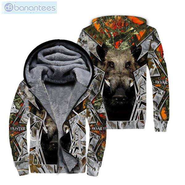 Hunting Lover Boar Hunting All Over Print Fleece Zip Hoodieproduct photo 1