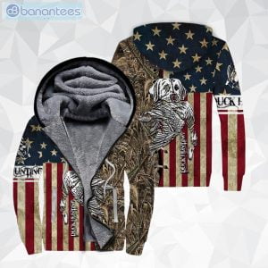 Hunting Lover Duck Hunting Flag All Over Print Fleece Zip Hoodieproduct photo 1