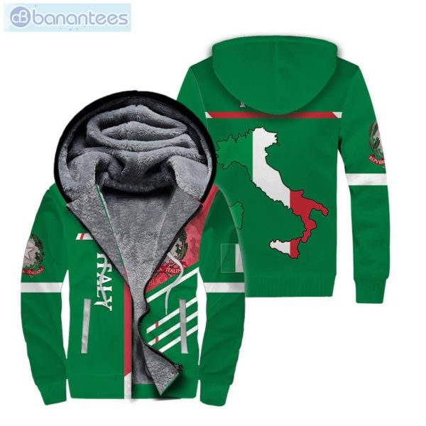 Italy Map Green All Over Print Fleece Zip Hoodieproduct photo 1