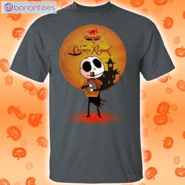 Jack Skellington Holding Crown Royal Canadian Whisky Halloween T-Shirt Product Photo 2