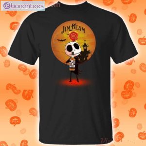 Jack Skellington Holding Jim Beam Bourbon Whisky Halloween T-Shirt Product Photo 1