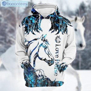 Love Horse Camo Blue 3D Printed Leggings Hoodie Set Product Photo 1