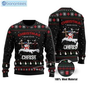 Merry Christmas Begin With Christ Ugly Sweater Product Photo 1