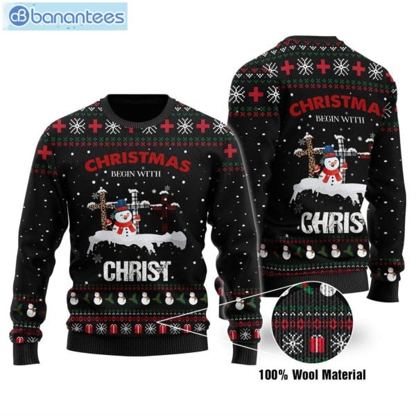 Merry Christmas Begin With Christ Ugly Sweater Product Photo 1