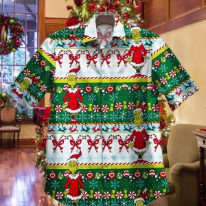 Merry Christmas Hot Grinch Pattern Vintage Hawaiian Shirtproduct photo 1