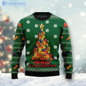 Merry Vegan Christmas Tree Ugly Sweater Product Photo 1