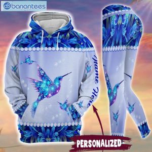 Metal Style Blue Jewelry Hummingbird Personalized 3D Printed Leggings Hoodie Set Product Photo 2