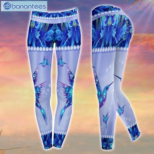 Metal Style Blue Jewelry Hummingbird Personalized 3D Printed Leggings Hoodie Set Product Photo 3