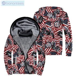 Motorcycles American Flag All Over Print Fleece Zip Hoodieproduct photo 1