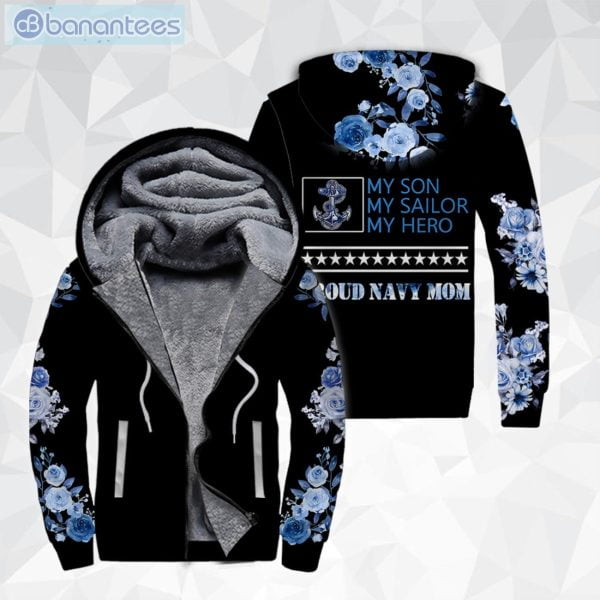 My Son My Hero Proud Navy Mom All Over Print Fleece Zip Hoodieproduct photo 1