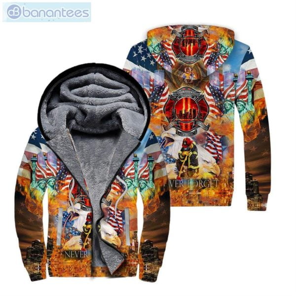 Never Forget . Firefighter All Over Print Fleece Zip Hoodieproduct photo 1