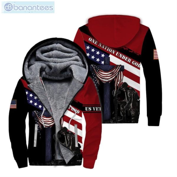 One Nation Under God US Veteran All Over Print Fleece Zip Hoodieproduct photo 1