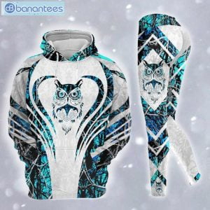 Owl Light Blue 3D Printed Leggings Hoodie Set Product Photo 2