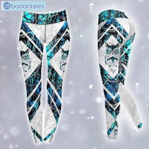 Owl Light Blue 3D Printed Leggings Hoodie Set Product Photo 3