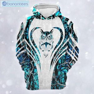 Owl Light Blue 3D Printed Leggings Hoodie Set Product Photo 1