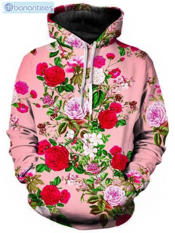 Pastel Roses Flowers Pink Hoodie And Leggings Combo Product Photo 2